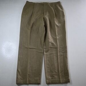 Austin Reed 36x30‎ Beige Tan Herringbone Wool Pleated Cuffed Dress Mens Pants